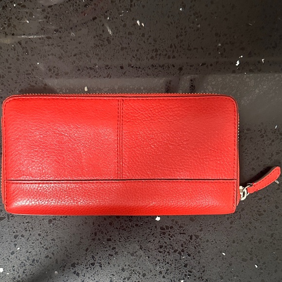 Red Leather Authentic Coach Zippy Wallet - Picture 3 of 10